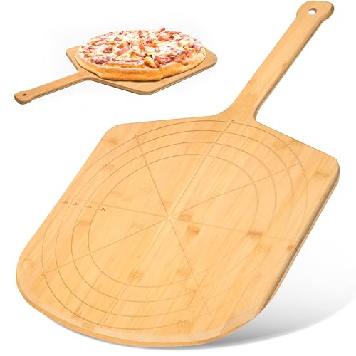 16 Inch Bamboo Pizza Peel with Engraved Sizes
