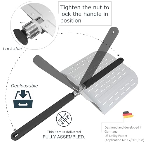 12 inch Aluminum Pizza Peel with Long Handle