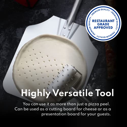 Aluminum Pizza Peel with Wooden Handle, 16 x 18