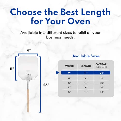 Aluminum Pizza Peel with Wooden Handle, 16 x 18