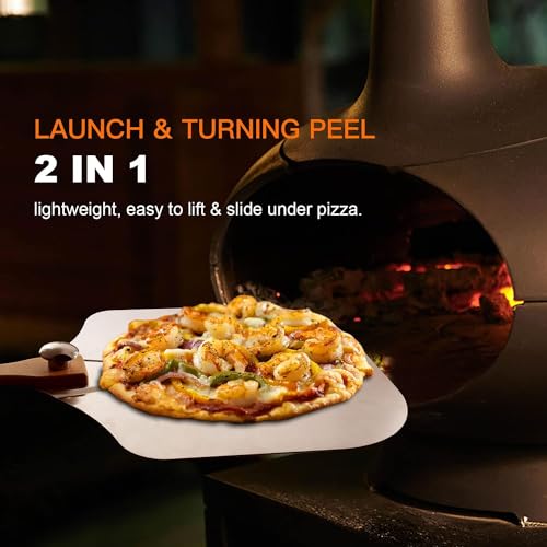 Aluminium Pizza Paddle with Rocker Cutter & Spatula