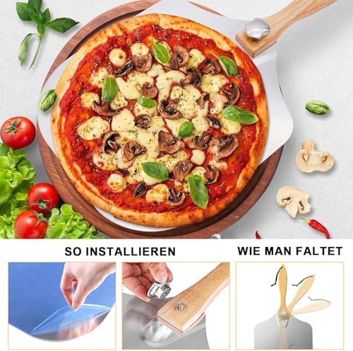 Aluminium Pizza Paddle with Rocker Cutter & Spatula
