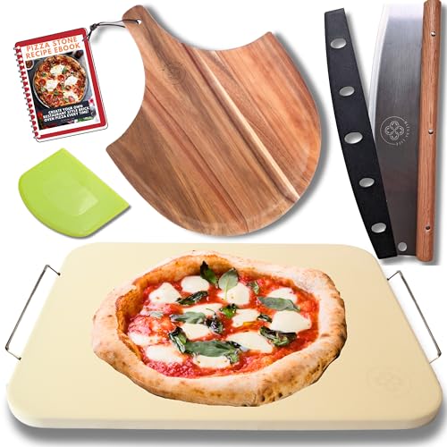 15 inch Pizza Stone Set for Oven and Grill