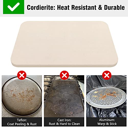 KORCCI Large Pizza Stone for Oven & Grill, Durable & Safe