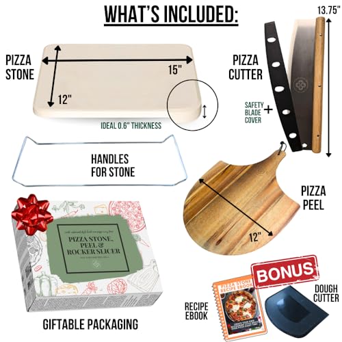 15 inch Pizza Stone Set for Oven and Grill