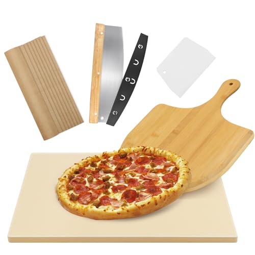 5-Piece Rectangle Pizza Stone Set with Accessories
