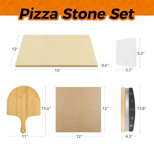 5-Piece Rectangle Pizza Stone Set with Accessories