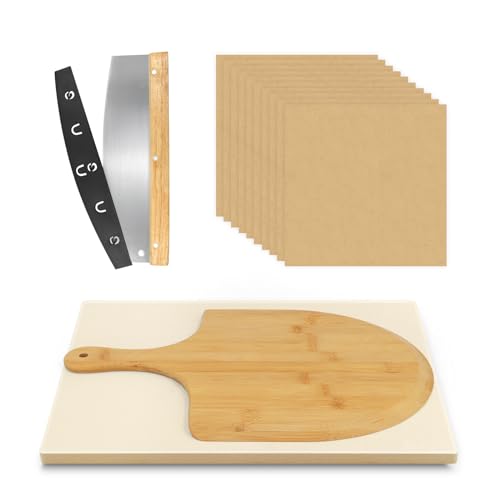 GEEBOBO 4 Piece Rectangular Pizza Stone Set (15x12")