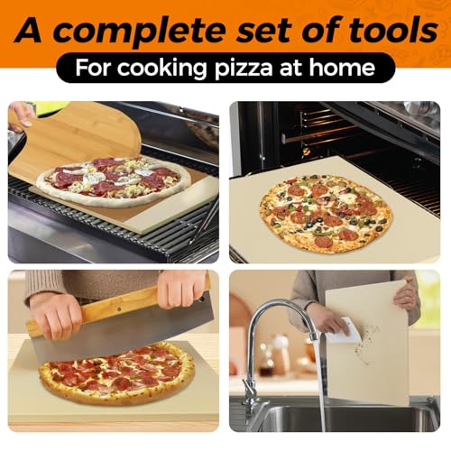 5-Piece Rectangle Pizza Stone Set with Accessories