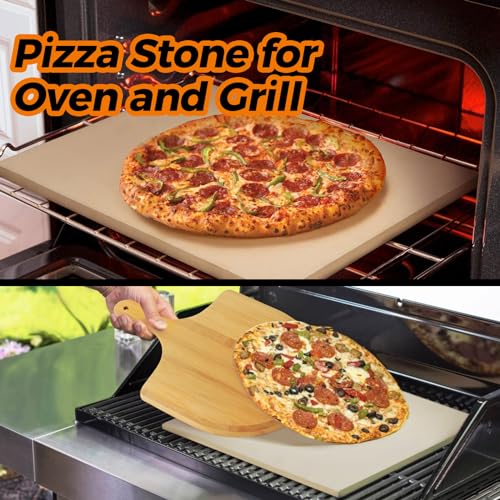 5-Piece Rectangle Pizza Stone Set with Accessories