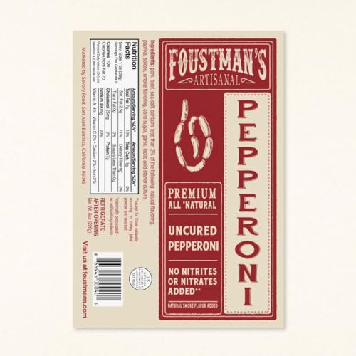 Foustman's Salami Pepperoni: Nitrate-Free, Naturally Cured, Gluten/Dairy-Free