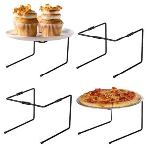 Set of 4 Black Metal Pizza Table Stands