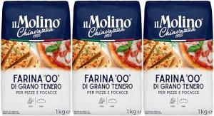 il Molino Chiavazza Italian Soft Wheat Type "00" Pizza Flour - 1kg - Pack of 3