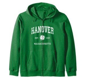 Hanover MA Vintage Shamrock Sports Zip Hoodie