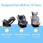 Reecle 360 Swivel ISOFIX Baby Car Seat - Grey