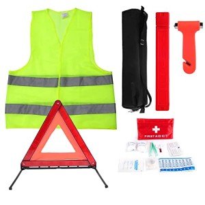 Car Emergency Kit with Warning Triangles and Safety Tools