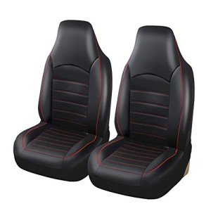 Red Waterproof PU Leather Car Seat Covers Pair
