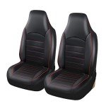 Red Waterproof PU Leather Car Seat Covers Pair