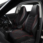 Red Waterproof PU Leather Car Seat Covers Pair