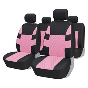 TOYOUN Universal Car Seat Covers Set - Black & Pink