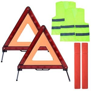 Car Emergency Warning Triangle & Reflective Vest Kit