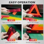 DASBET 3-Pack Foldable Roadside Warning Triangles