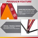 DASBET 3-Pack Foldable Roadside Warning Triangles