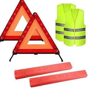 Emergency Warning Triangle & Reflective Safety Vest Kit
