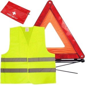 Emergency Car Kit: Triangle, Vest & First Aid