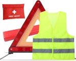 Emergency Car Kit: Warning Triangle, Vest & First Aid Bag