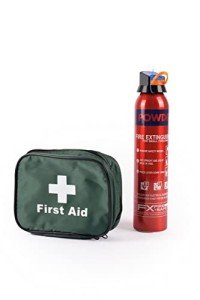 First Aid Kit & Small Car Fire Extinguisher Set
