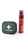 First Aid Kit & Small Car Fire Extinguisher Set