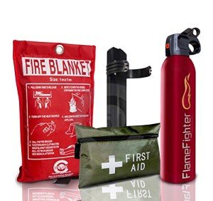 ABC Dry Powder Fire Extinguisher, Blanket & First Aid Kit