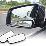 Ampper Rectangle Blind Spot Mirror, 360 Degree HD Glass and ABS Housing Convex Wide Angle Rearview Mirror for Universal Car Fit (Pack of 2)