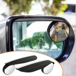 2pcs Blind Spot Rearview Car Mirror, 2-in-1 Car Rear View Blind Spot Mirror with Rain Visor Eyebrow Adjustable Angle Car Side Mirror Blindspot for Car (Black)