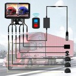 VSYSTO 4CH Reversing Camera HD 1080P Backup Camera Front Rear, 7.0'' Monitor Rearview Camera Sides View with GPS Infrared Night Vision Lens for Semi Trailer Truck Van Tractor Pickups Camper