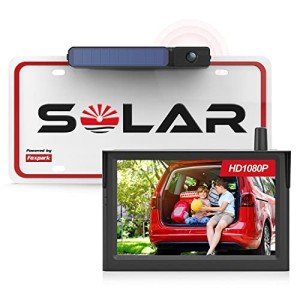 Solar Wireless Reversing Camera: 1080P 3 Mins DIY Installation Reversing Camera Wireless HD Night Vision, 5" Monitor Foxpark Reverse Camera Kit Support 2 Channels IP69K Waterproof for Car Van Truck
