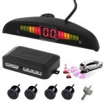 AUTOUTLET Rear Reversing Car Parking Sensors 4 Sensors Kit Audio Buzzer Alarm LED Display, DC 12 V