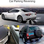 AUTOUTLET Rear Reversing Car Parking Sensors 4 Sensors Kit Audio Buzzer Alarm LED Display, DC 12 V