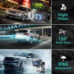 VASTEND Reversing Camera Wireless HD 1080P Car Rear View Camera, 5'' Monitor Split Screen 2 Channels Parking System, Night Vision Waterproof Reverse Camera Kit for Car, Trucks, RV, Van, Trailer V02