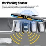 Goolsky Car Parking Sensor Rear Reversing Radars System with 4 Parking Sensors Distance Detection LED Light Distance Display Warning Buzzer (Black)