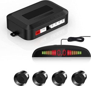 COCAR Car Reversing System 4 Distance Detection with Parking Sensor+LED Distance Display+Voice Warning-Black