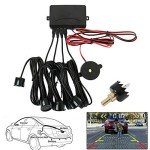Multibao Parking Sensor Car Reversing Sensors Backup Radar System Buzzer Alarm with 4 White Sensors - White