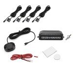 Car Reversing Sensor Kit, Car Reverse Backup Radar System Parking Sensor Kit Vehicle Backup Assist Systems Auto Radar System Buzzer Alarm with 4 Sensors, Black