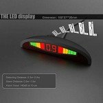 Multibao Car Auto Vehicle Reverse Backup Radar System with 4 Parking Sensors Distance Detection + LED Distance Display + Sound Warning - White