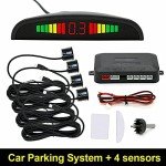 Multibao Car Auto Vehicle Reverse Backup Radar System with 4 Parking Sensors Distance Detection + LED Distance Display + Sound Warning - Black