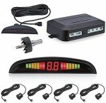 Multibao Car Auto Vehicle Reverse Backup Radar System with 4 Parking Sensors Distance Detection + LED Distance Display + Sound Warning - Matt Black Color