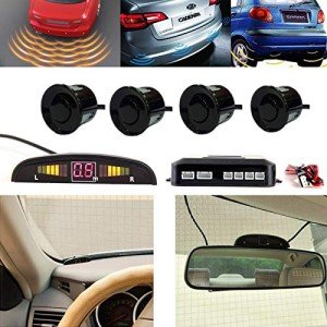 Youyijia Parking Sensor Reverse Backup Radar System Visible Car Reverse Park Kit with Main Control Box Lcd Display Indicator 4 Sensors for Car Reversing