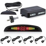 Multibao Car Auto Vehicle Reverse Backup Radar System with 4 Parking Sensors Distance Detection + LED Distance Display + Sound Warning - Black