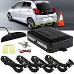 Multibao Car Auto Vehicle Reverse Backup Radar System with 4 Parking Sensors Distance Detection + LED Distance Display + Sound Warning - Black